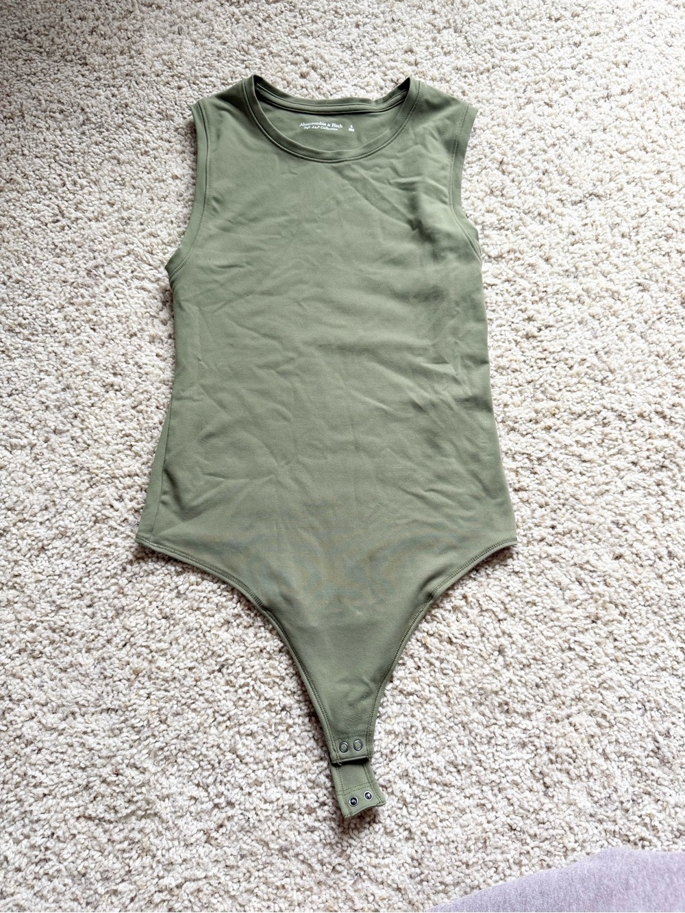 Abercrombie & Fitch Olive Sleeveless Ribbed Bodysuit